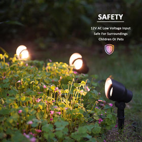 Malibu low voltage spotlight complete kit enables easy outdoor setup