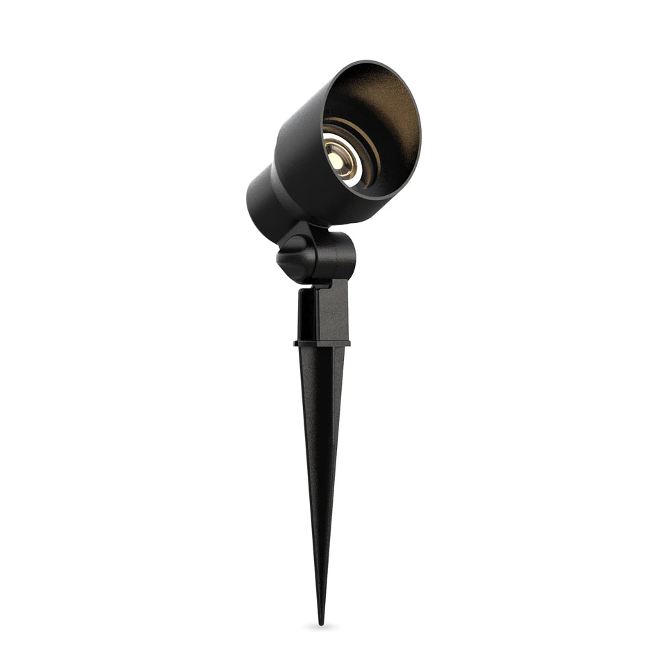 Malibu low voltage spotlight front view for garden pathway lighting and added curb appeal