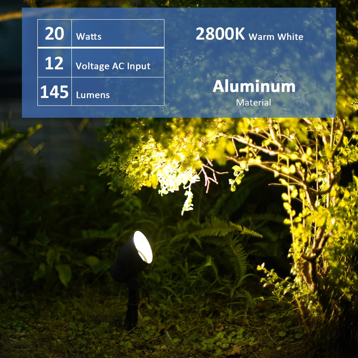 Malibu low voltage spotlight side view shows discreet, durable outdoor lighting for walkways