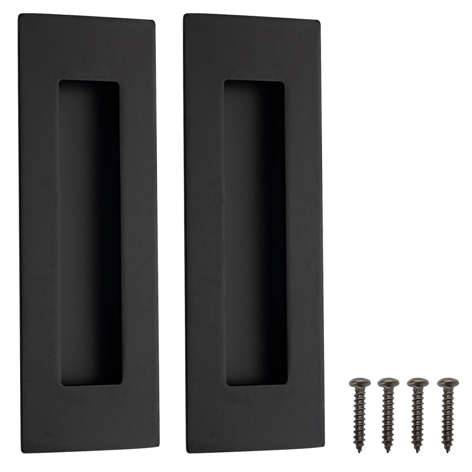 Malimali 6-inch recessed finger pull for pocket doors in matte black with a sleek grip.