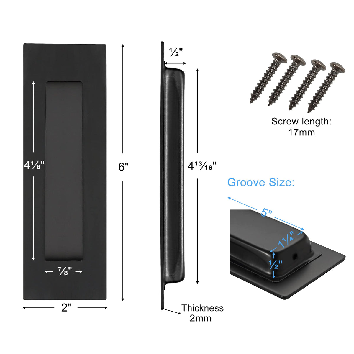 Malimali 6-inch recessed pull close-up showing flush screws and modern matte finish.