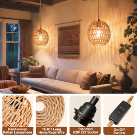 Maliralt 360-degree light pattern from hollow rattan decorates ceilings