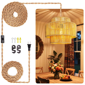 Maliralt rattan pendant shade close-up highlights handcrafted texture for cozy home decor.