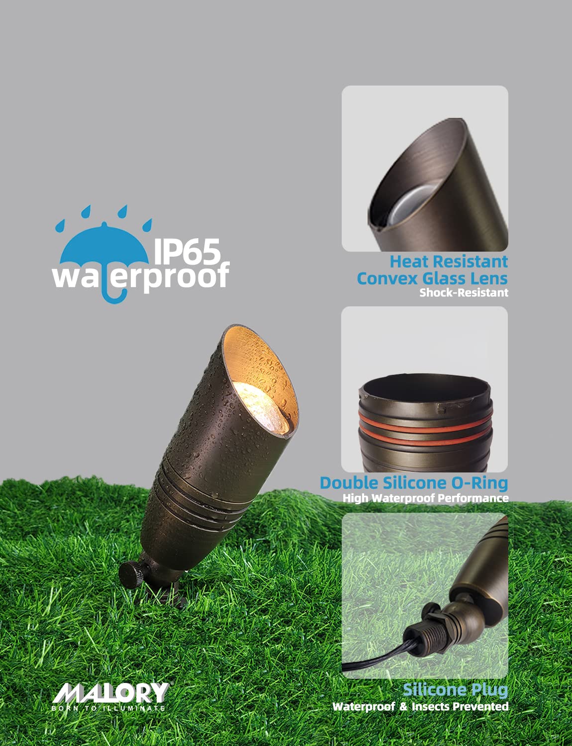 Adjustable knuckle enables precise beam aiming for targeted lighting.