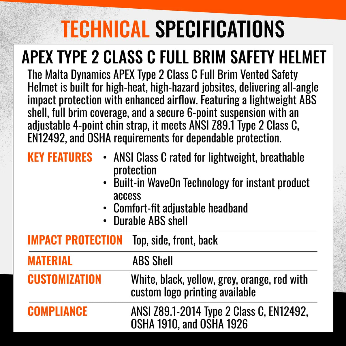 Malta Dynamics APEX helmet field use for construction and industrial work.