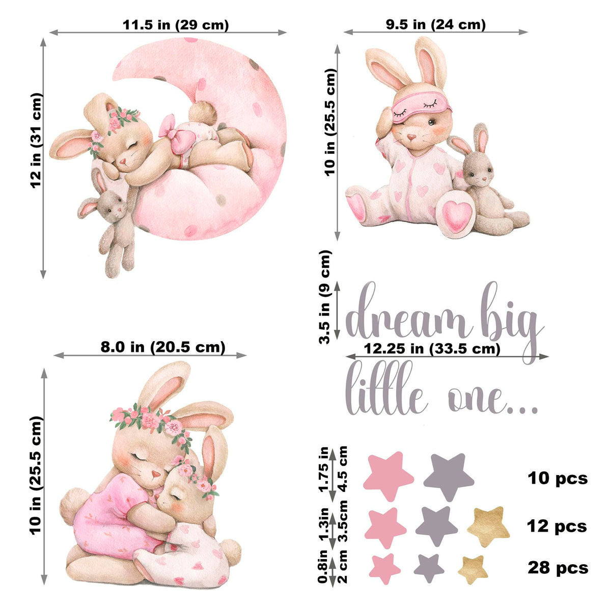 Mamarons pink bunny decal closeup shows soft pastel finish.
