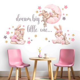 Mamarons pink bunny room decor for playroom creates gentle whimsy.