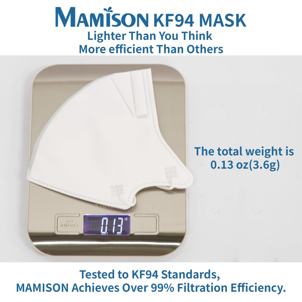 MAMISON KF94 mask adjustable nose bridge provides secure fit