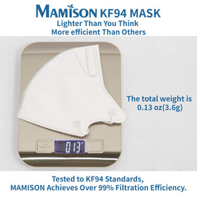 MAMISON KF94 mask adjustable nose bridge provides secure fit