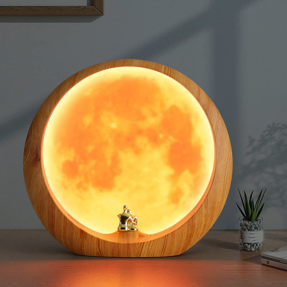 Mamre Moon Lamp living room scene with warm glow for romance.
