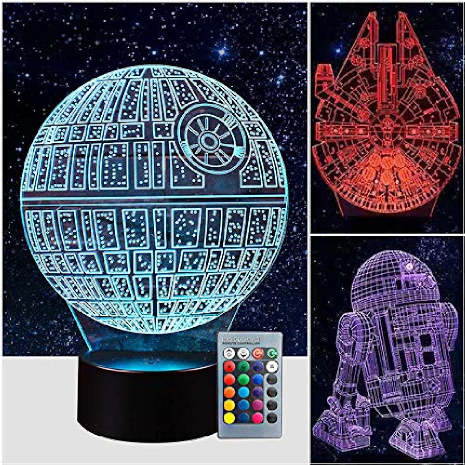 Manco 3D Night Light Death Star plate with 16-color glow for versatile ambiance