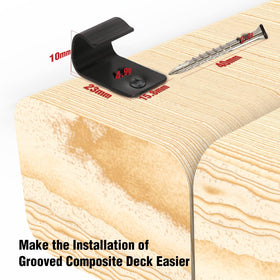 Hidden installation with ManCoda clips enhances deck safety and aesthetics.