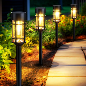 Mancra Solar Pathway Light 8-pack front view highlights elegant garden lighting.