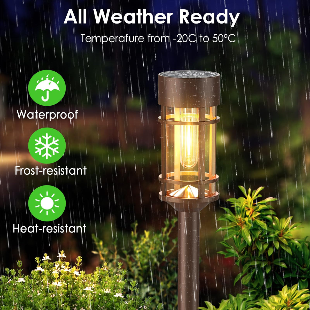 Mancra stainless steel pole withstands weather while preserving a refined outdoor look.