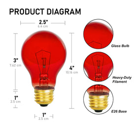 Mandala Crafts red specialty bulb in 120V E26 base for color work