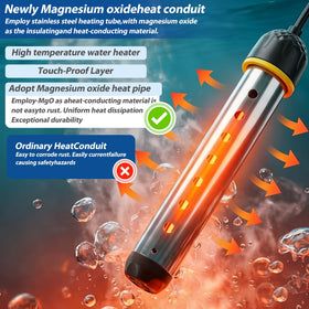 Manoai immersion heater with digital display shows real-time temperature.