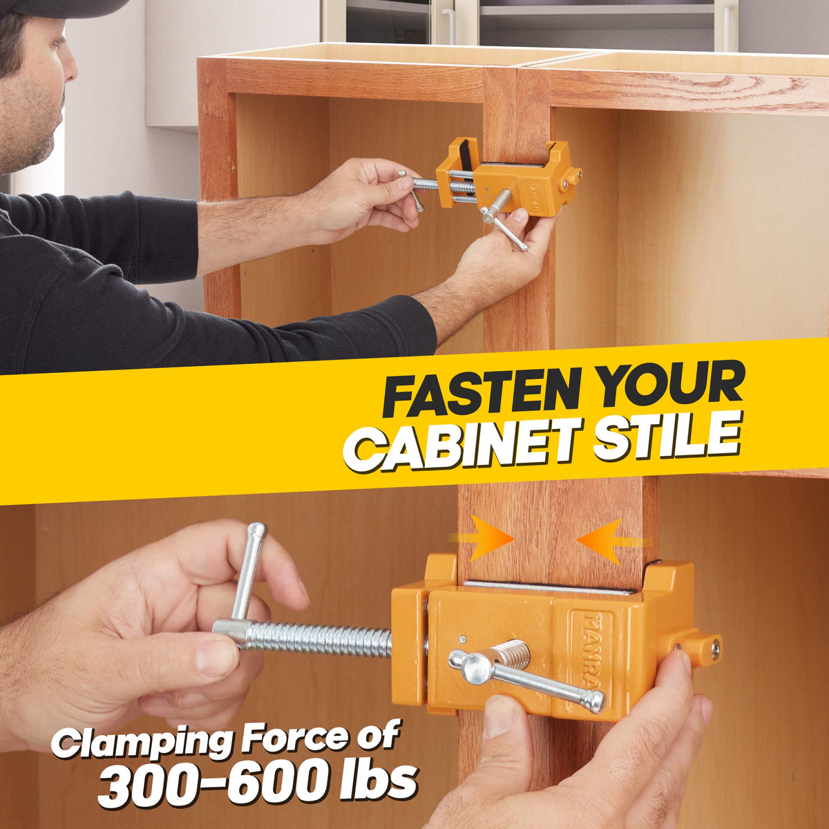 Manram EVA pads protect cabinet finishes during clamping and installation.