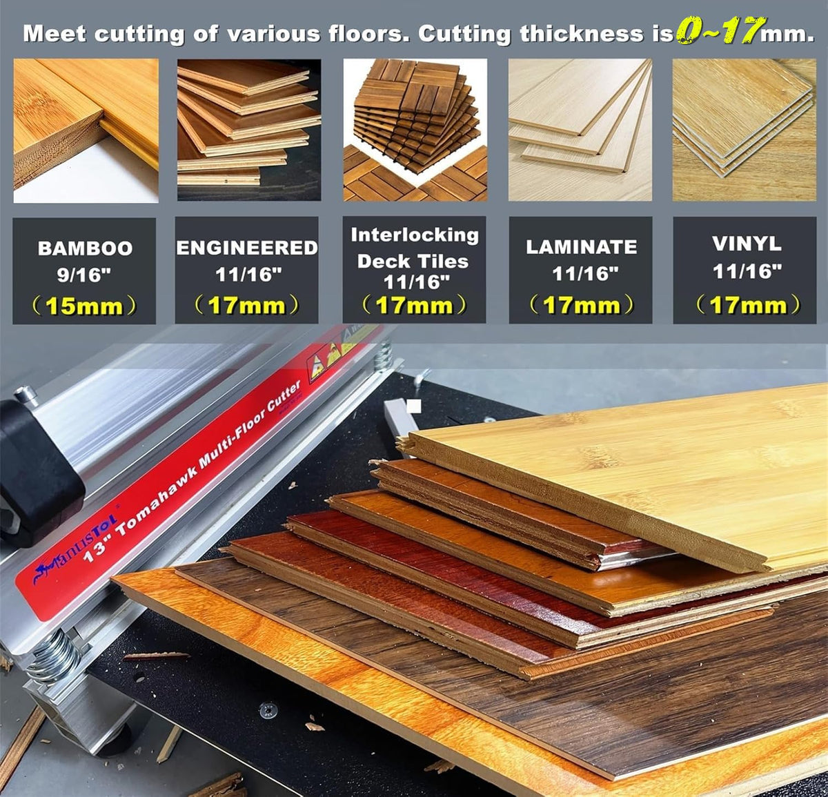 MANTISTOL 13-inch full-cut with 45° and 90° options.