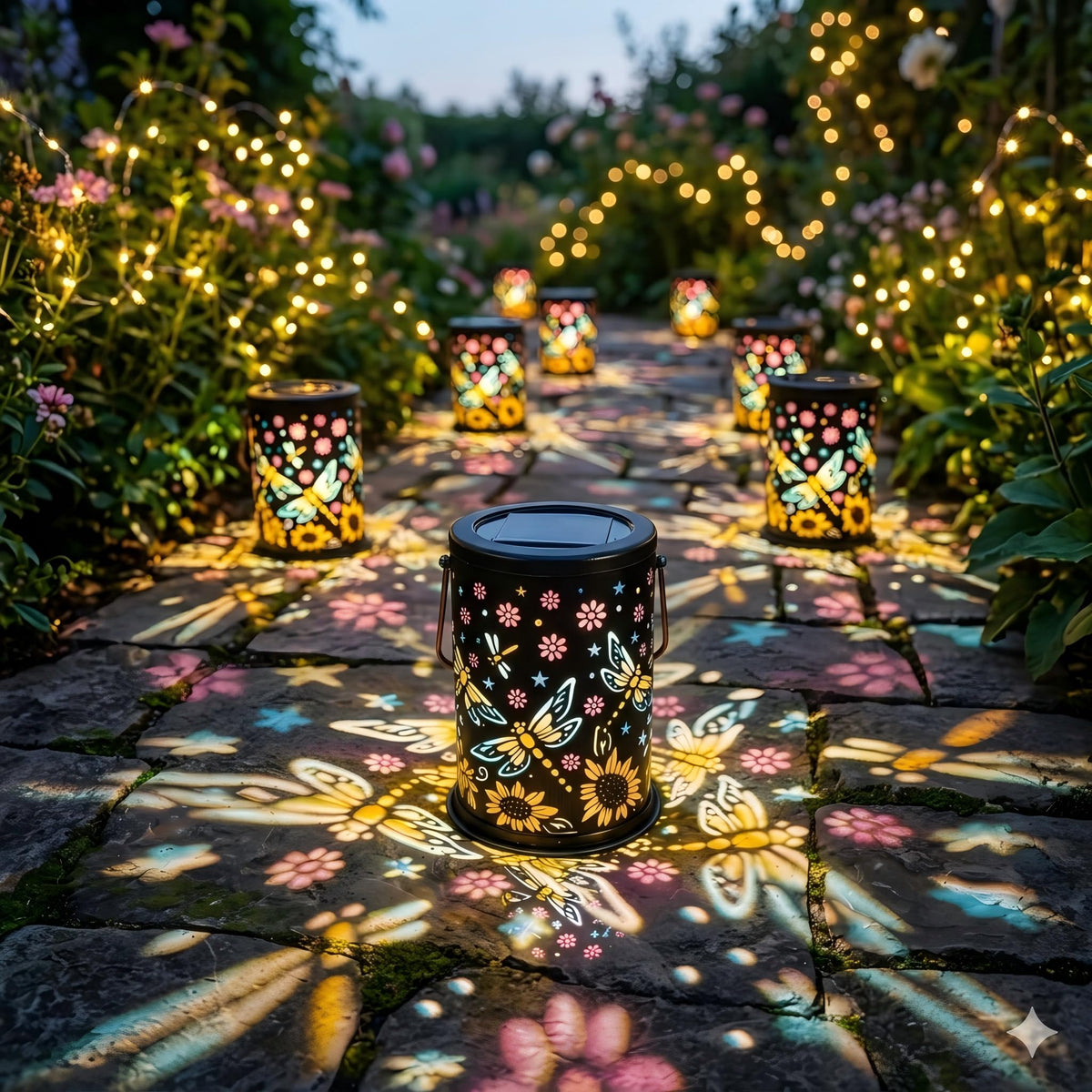 Mantunt solar lantern butterfly pattern adds charming ambience to yard