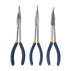 MANUFORE 11-in needle nose pliers with straight head for precision gripping in tight spaces.
