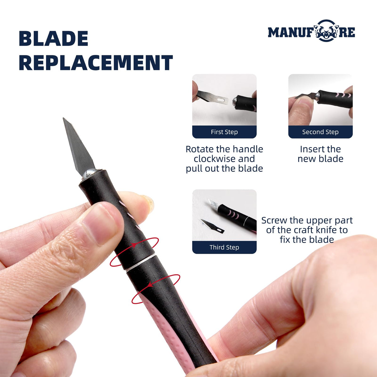 MANUFORE anti slip grip enhances control during detailed trimming