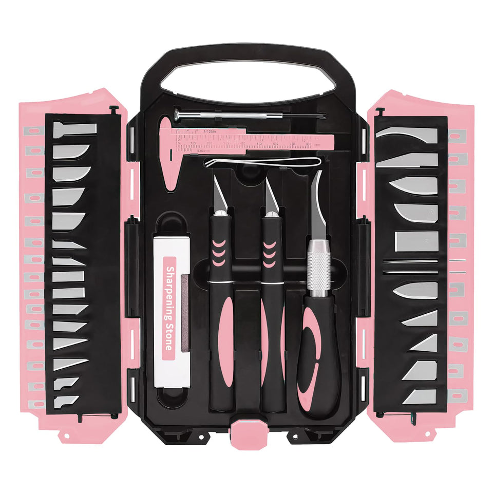 MANUFORE 34pcs knife set with blades and handles for precise crafting