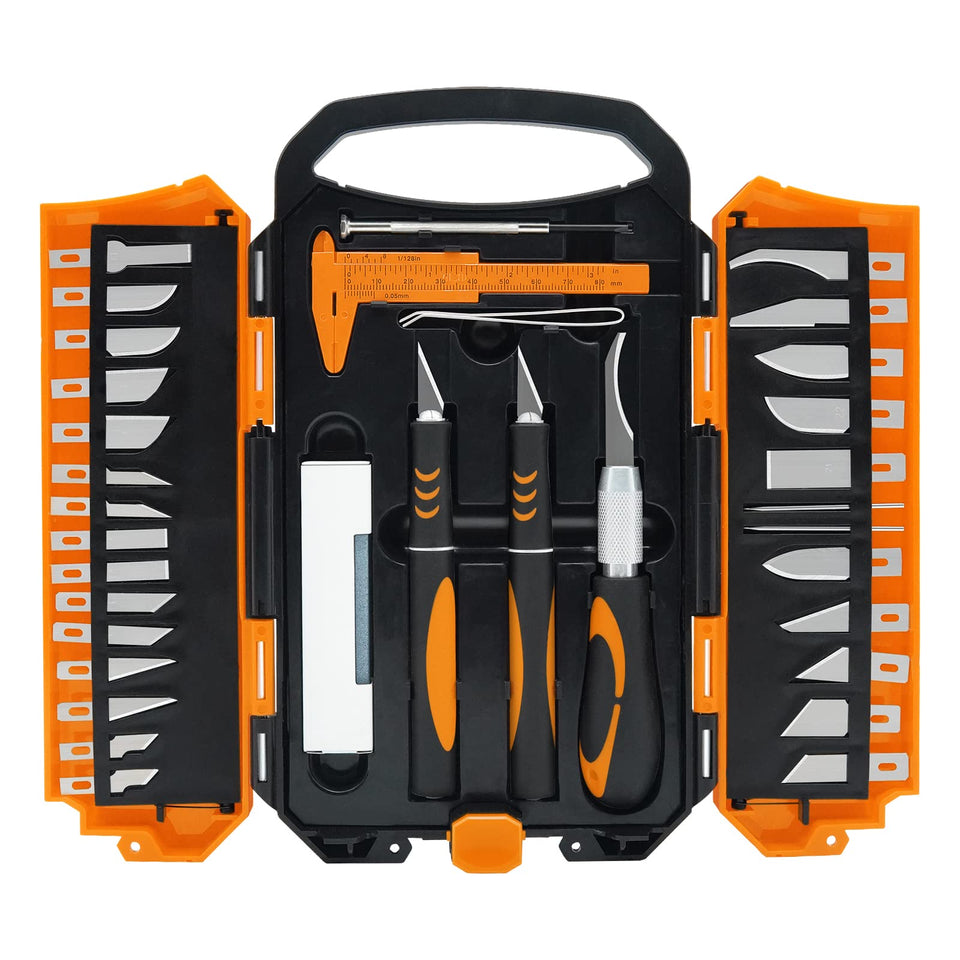MANUFORE 34pcs knife set handles and blades for versatile hobby tasks