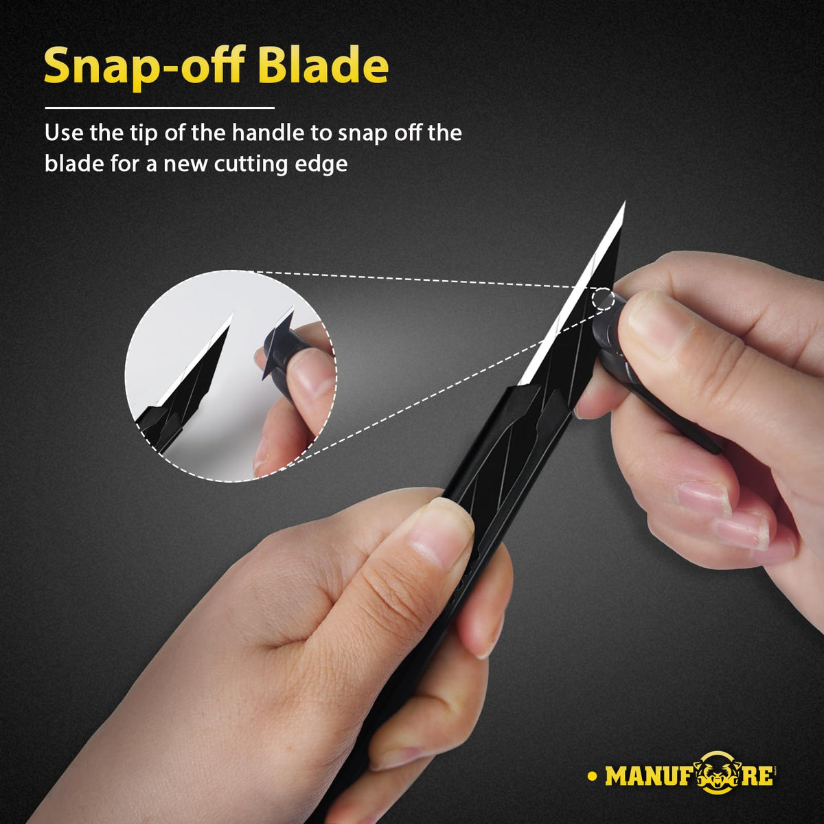 MANUFORE 9mm snap-off knife with metal handle for durable cutting.