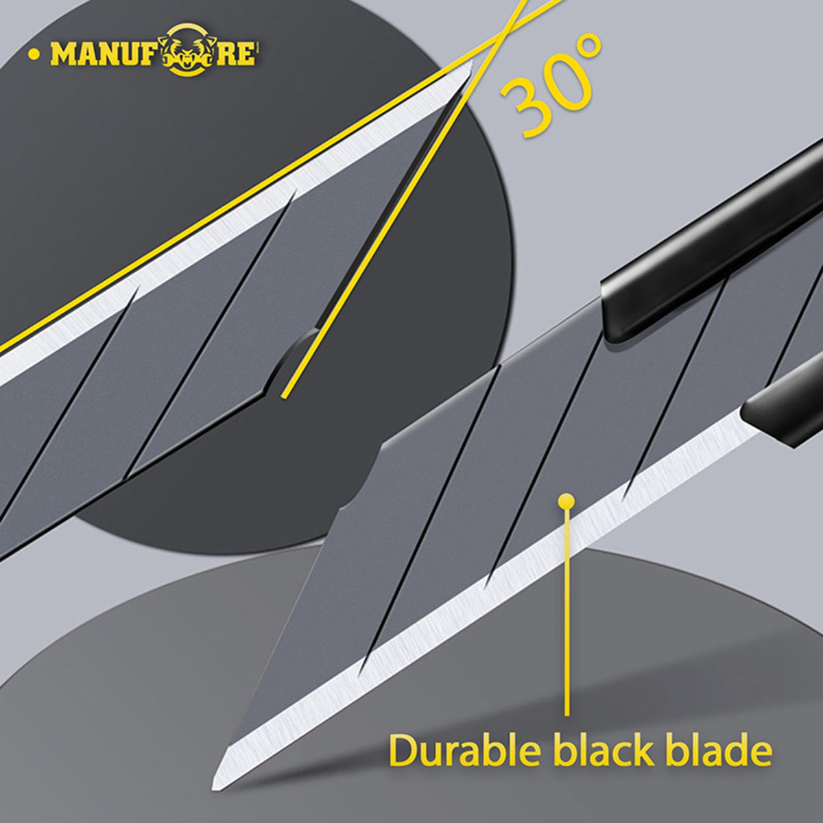 MANUFORE retractable knife ideal for precise cuts on paper and cardboard.