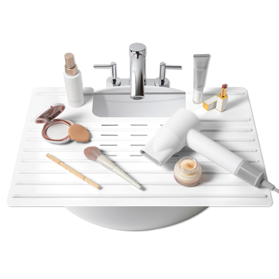 Maplefield sink cover rolled for easy storage and travel convenience.