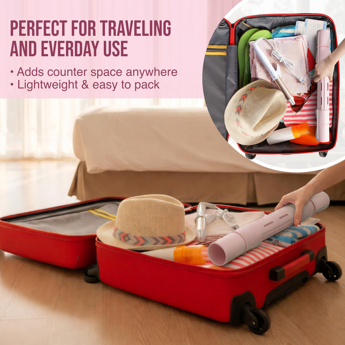 Maplefield easy-clean makeup mat protects surfaces from spills and stains.