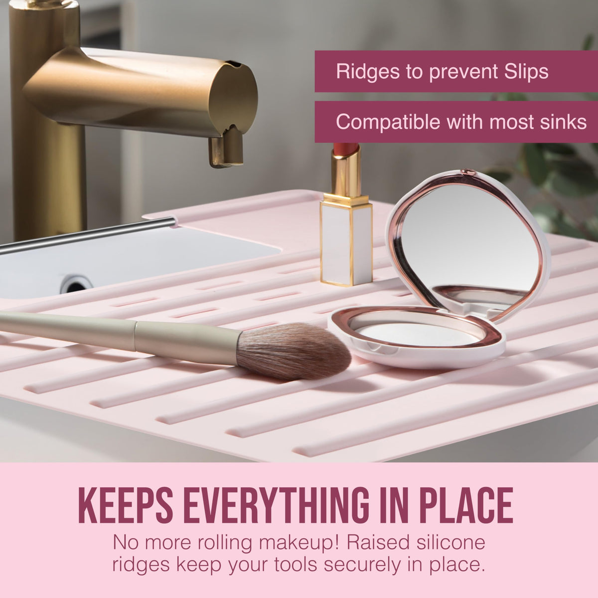 Maplefield foldable silicone top over sink shows a clear workspace.