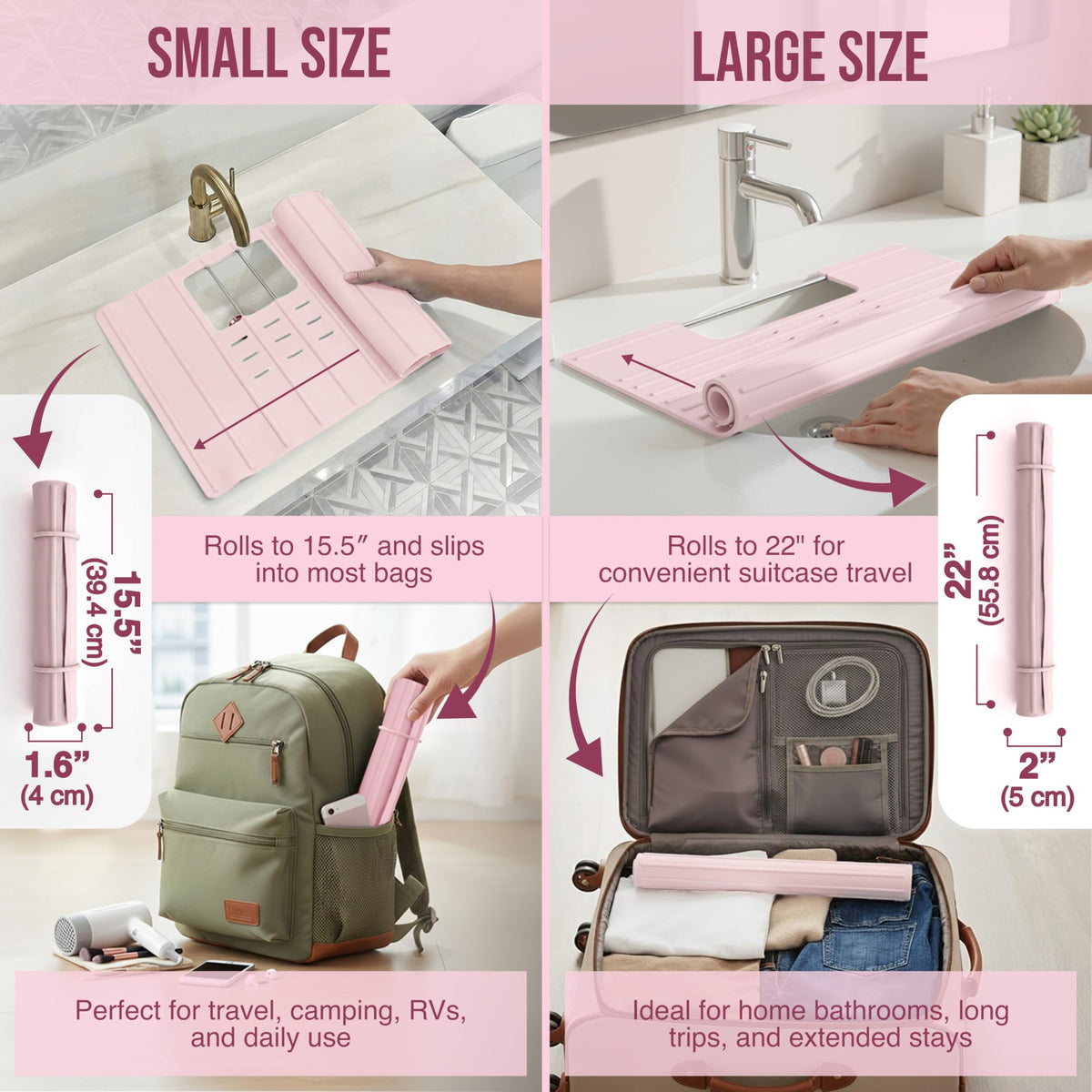 Maplefield travel-friendly sink cover folds compactly for hotels and dorms.