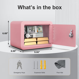 Marcree pink safe open door shows quick access with two keys