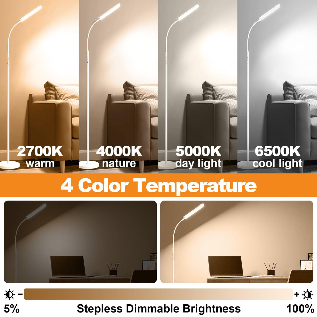 Marctronic's 360-degree head adjusts to illuminate corners as needed.
