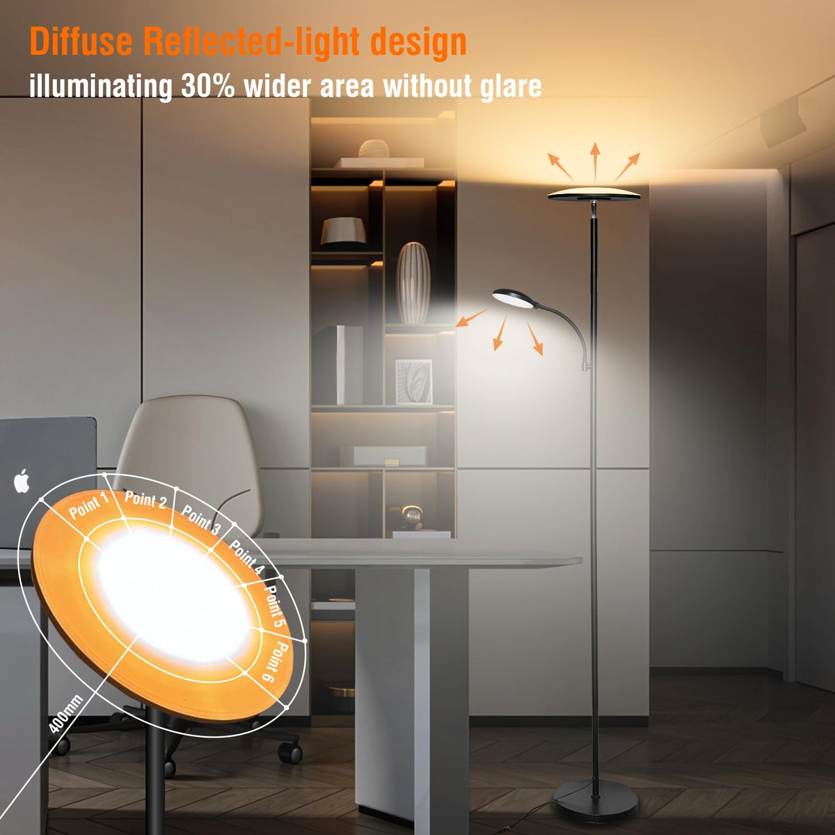 Marctronic floor lamp dimmable range from warm to cool for any mood.