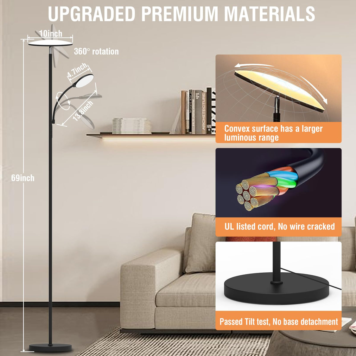 Marctronic floor lamp easy-assembly in minutes with no tools.