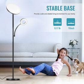 Marctronic floor lamp head tilt for targeted illumination