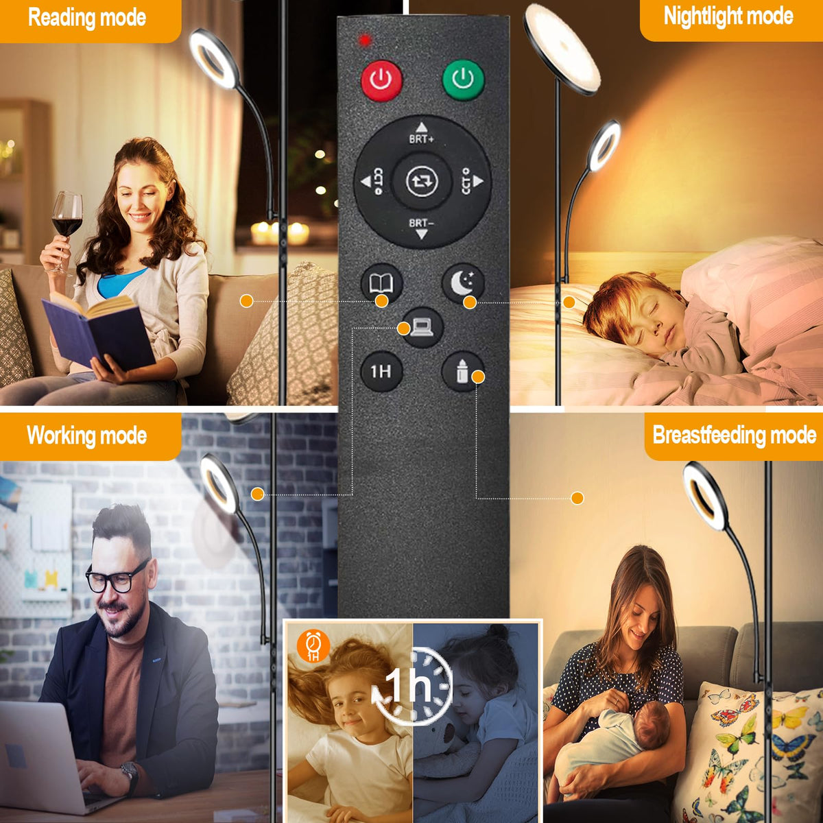 Marctronic floor lamp in living room lighting up the space