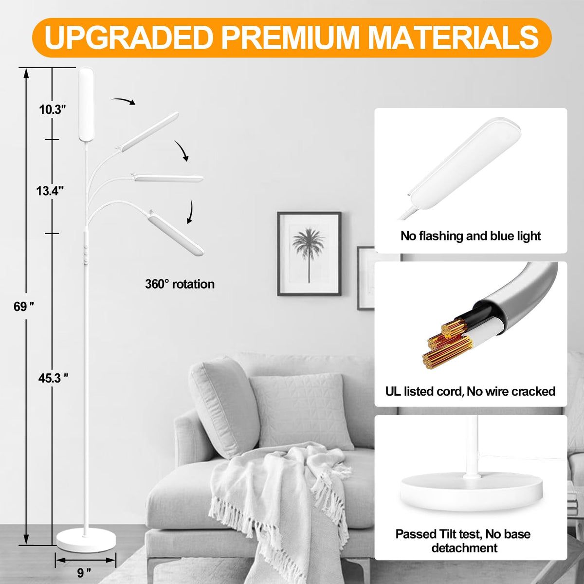 The Marctronic floor lamp remote magnet rests easily on the base for quick access.