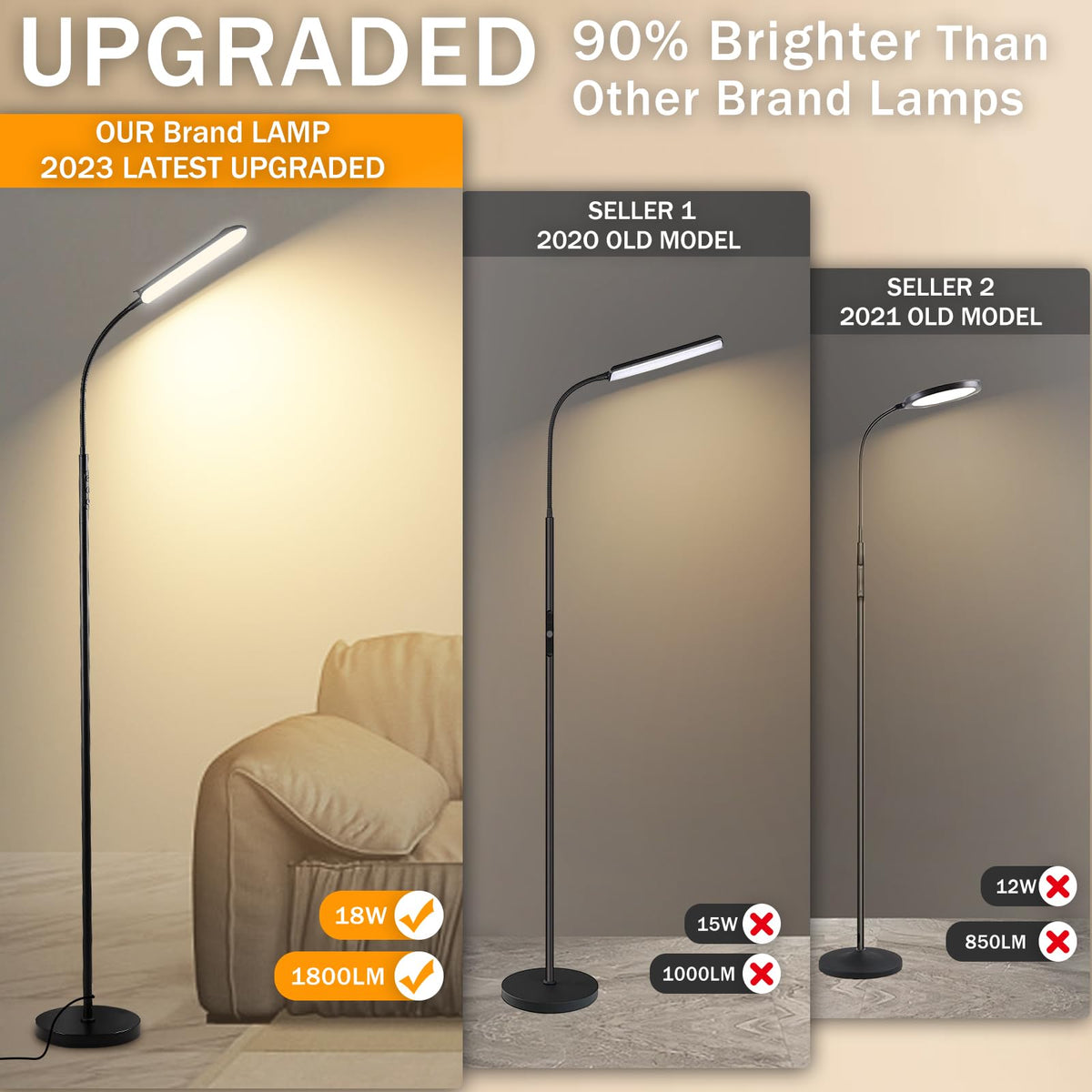 Marctronic floor lamp remote magnet design shown for easy access.