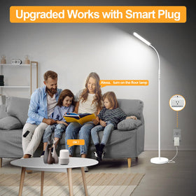 The Marctronic floor lamp works with a smart plug for voice control.