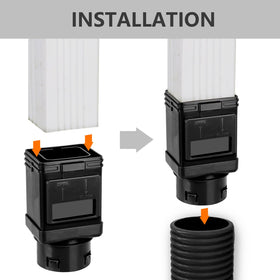MARKBIT downspout filter in black shows sleek, durable design