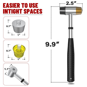 Marketty rubber head close-up minimizes recoil for comfortable woodwork