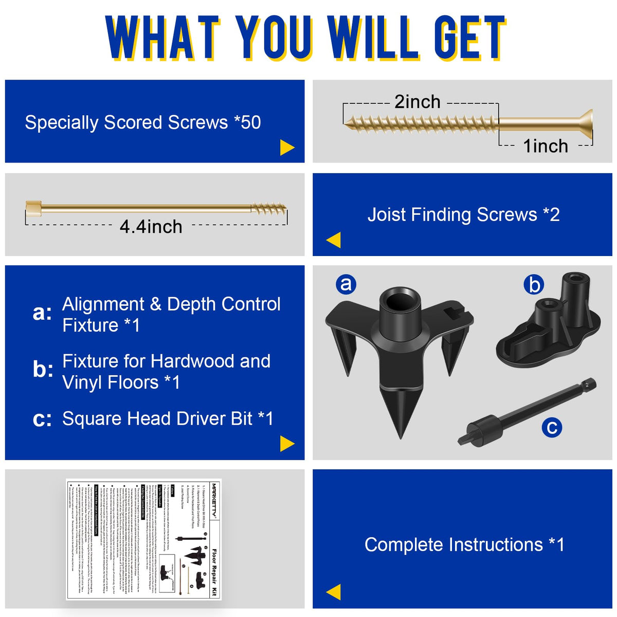 Marketty Squeaky Floor Repair Kit joist find tool demonstrates locating joists for solid fixes