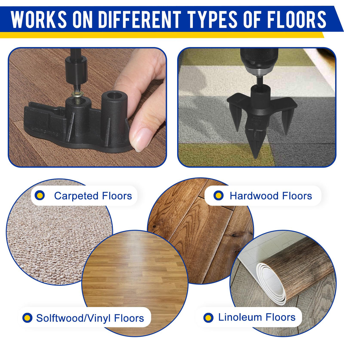 Marketty Squeaky Floor Repair Kit tools arranged for quick, precise installation on wood floors