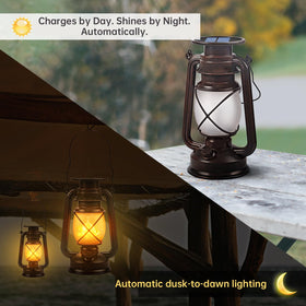 Marlrin dancing flame LED lantern creates realistic flicker for garden or walkway evenings.