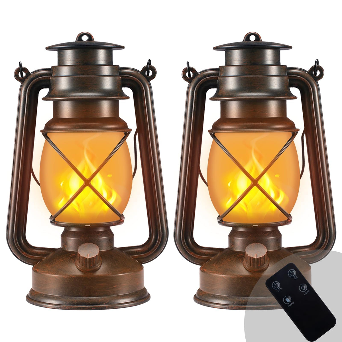 Marlrin outdoor lantern with dancing flame for cozy patio ambience.