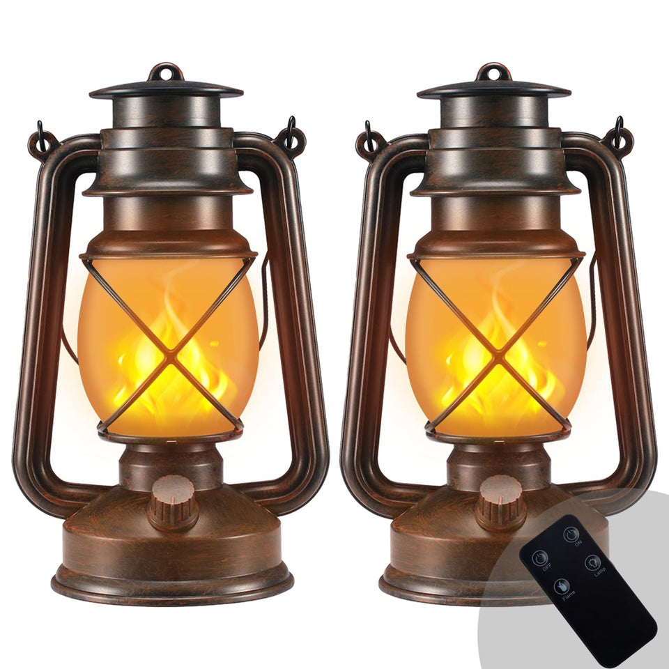 Marlrin outdoor lantern with dancing flame for cozy patio ambience.
