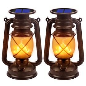Marlrin solar lantern outdoor hanging flame LED provides warm ambiance for patios.